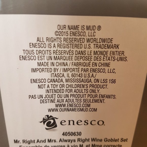 ENESCO Mr. & Mrs. Wine Glasses Mr. & Mrs. Stemmed Wine Glasses Wedding Set of 2 - Picture 9 of 10